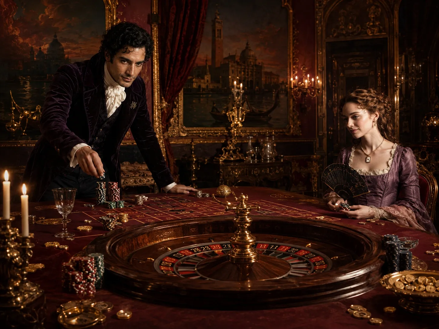 Venetian roulette candles chips aristocratic drama